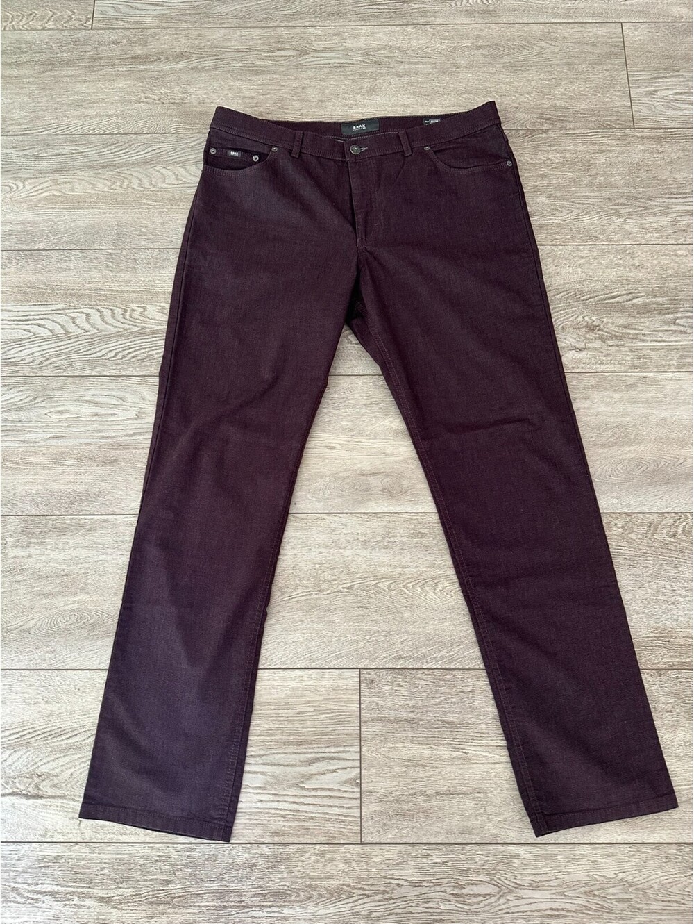 Brax Cooper Fancy Men's 40x34 Burgundy 5-Pocket Regular Fit Pants